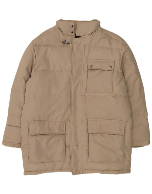 Fay Mens Hooded Padded Coat UK 40 Large Beige Polyester