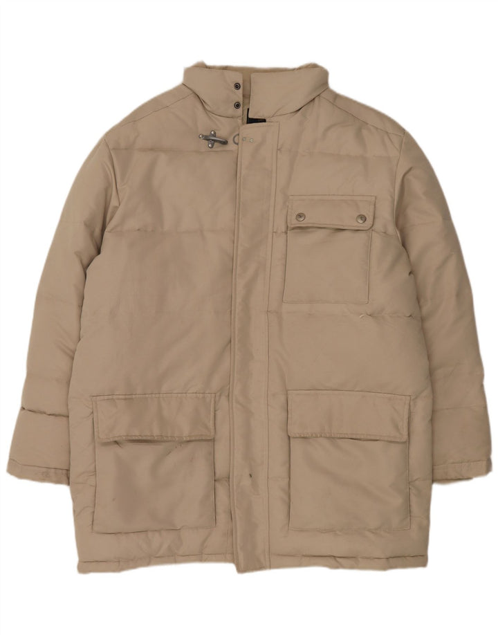 Fay Mens Hooded Padded Coat UK 40 Large Beige Polyester