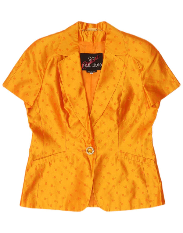 Gai Mattiolo Womens Short Sleeve Cardigan Top IT 46 Large Orange Floral