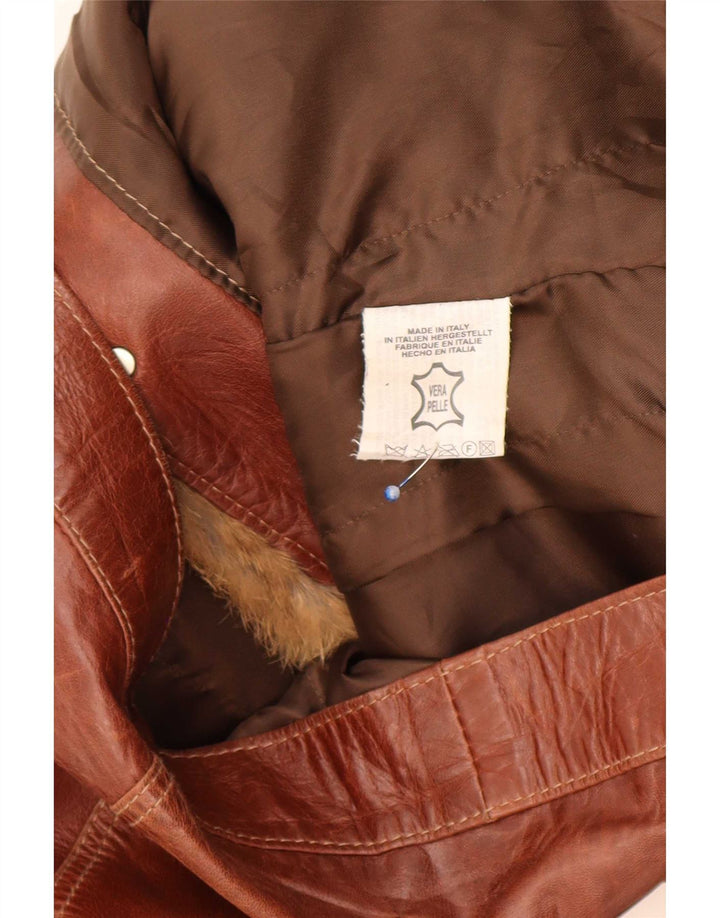 Vintage Womens Leather Jacket UK 18 XL Brown