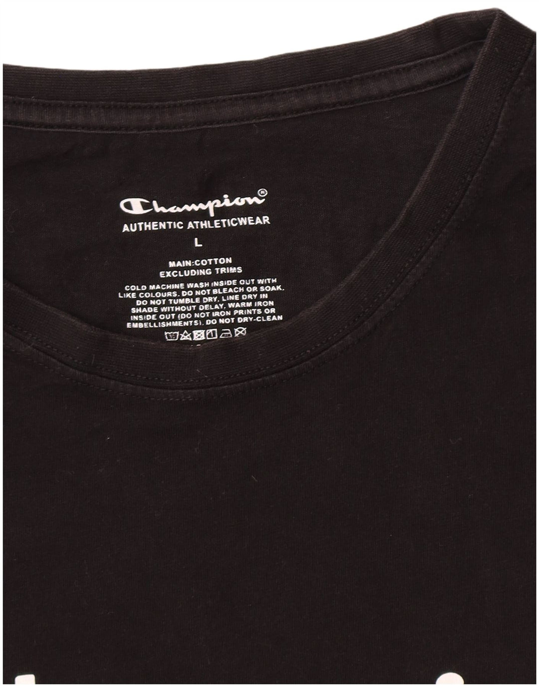 Champion Mens Graphic T-Shirt Top Large Black Cotton