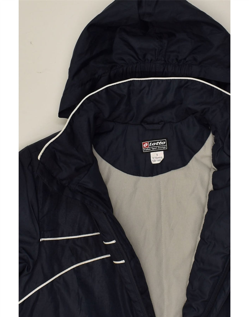 LOTTO Boys Graphic Hooded Windbreaker Coat 9-10 Years Small Navy Blue | Vintage Lotto | Thrift | Second-Hand Lotto | Used Clothing | Messina Hembry 
