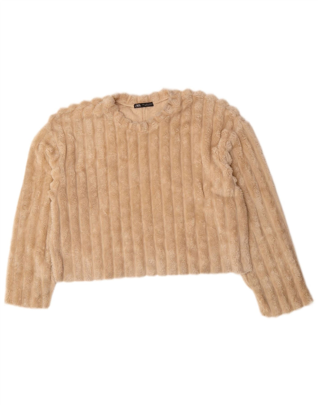 ZARA Womens Oversized Fleece Jumper UK 10 Small Beige