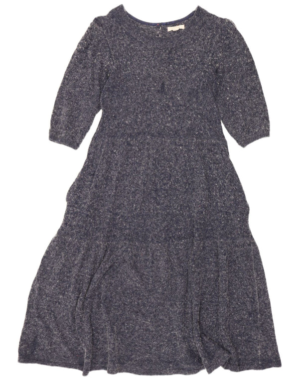 White Stuff Womens 3/4 Sleeve Tiered Dress UK 10 Small Navy Blue Flecked