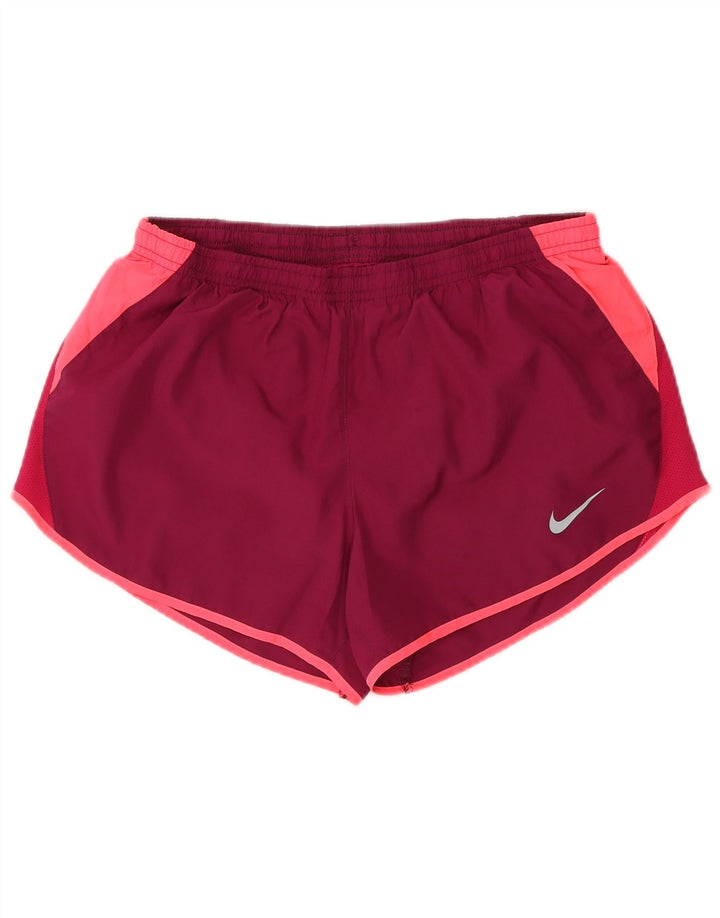 Nike Womens Sport Shorts UK 12 Medium Red Colourblock Polyester
