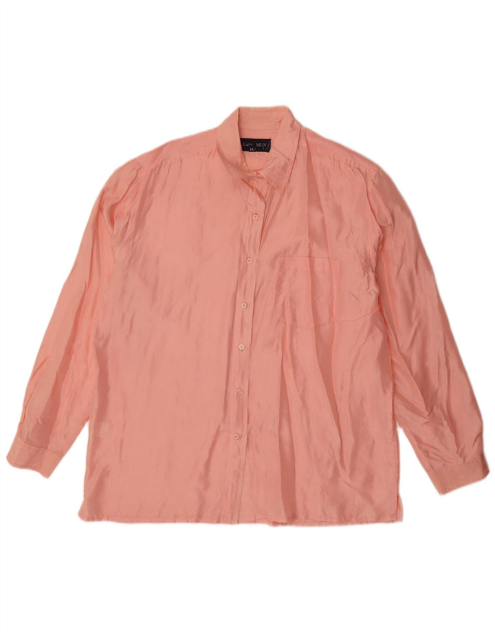 Vintage Womens Oversized Shirt UK 14 Medium Pink Silk