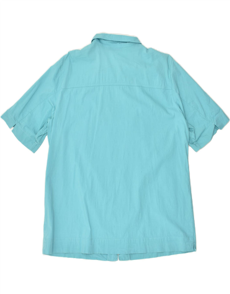 ELENA MIRO Mens Short Sleeve Shirt IT 43 Medium Turquoise Cotton | Vintage ELENA MIRO | Thrift | Second-Hand ELENA MIRO | Used Clothing | Messina Hembry 