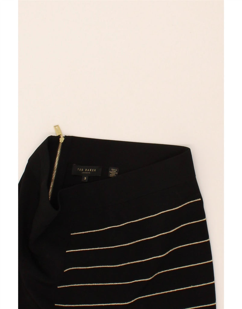 TED BAKER Womens Midi Skirt Size 3 Medium W26  Black Striped Viscose Vintage Ted Baker and Second-Hand Ted Baker from Messina Hembry 
