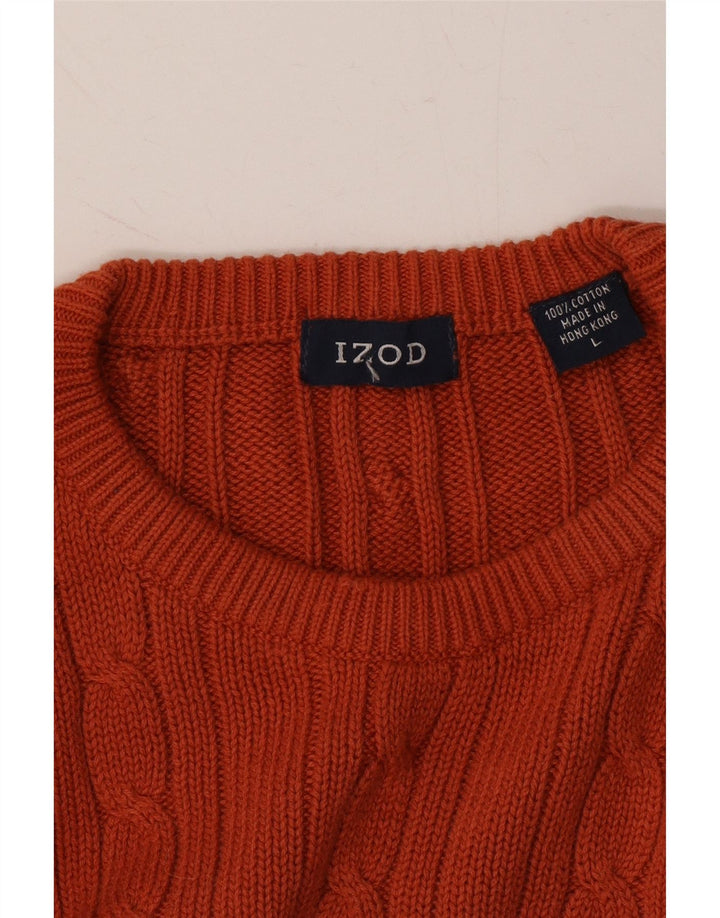 IZOD Mens Crew Neck Jumper Sweater Large Orange Cotton Vintage Izod and Second-Hand Izod from Messina Hembry 