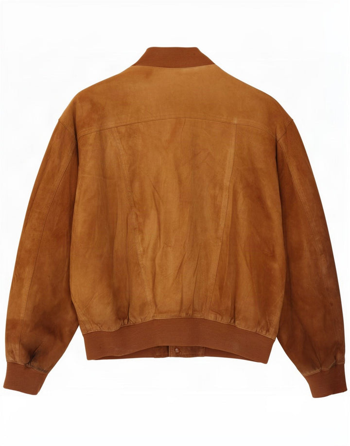 Vintage Mens Bomber Jacket IT 48 Medium Beige Leather