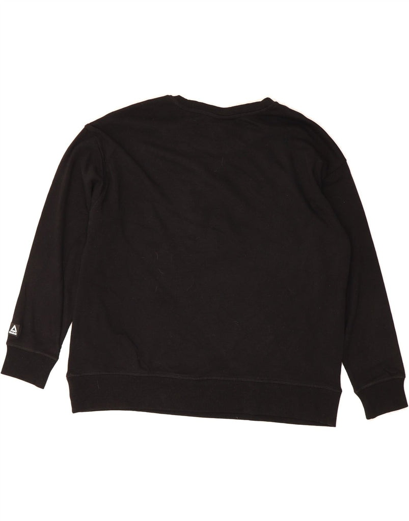 REEBOK Womens Graphic Oversized Sweatshirt Jumper UK 18 XL Black Vintage Reebok and Second-Hand Reebok from Messina Hembry 