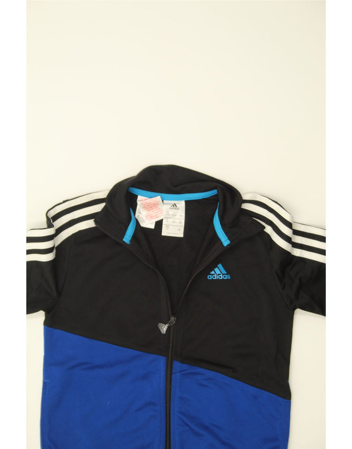 ADIDAS Boys Graphic Tracksuit Top Jacket 7-8 Years Black Colourblock Vintage Adidas and Second-Hand Adidas from Messina Hembry 