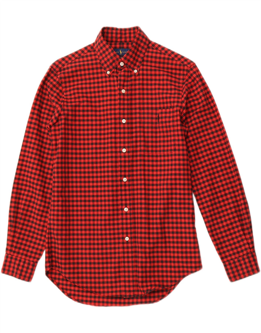 RALPH LAUREN Mens Classic Fit Flannel Shirt XS Red Gingham Cotton