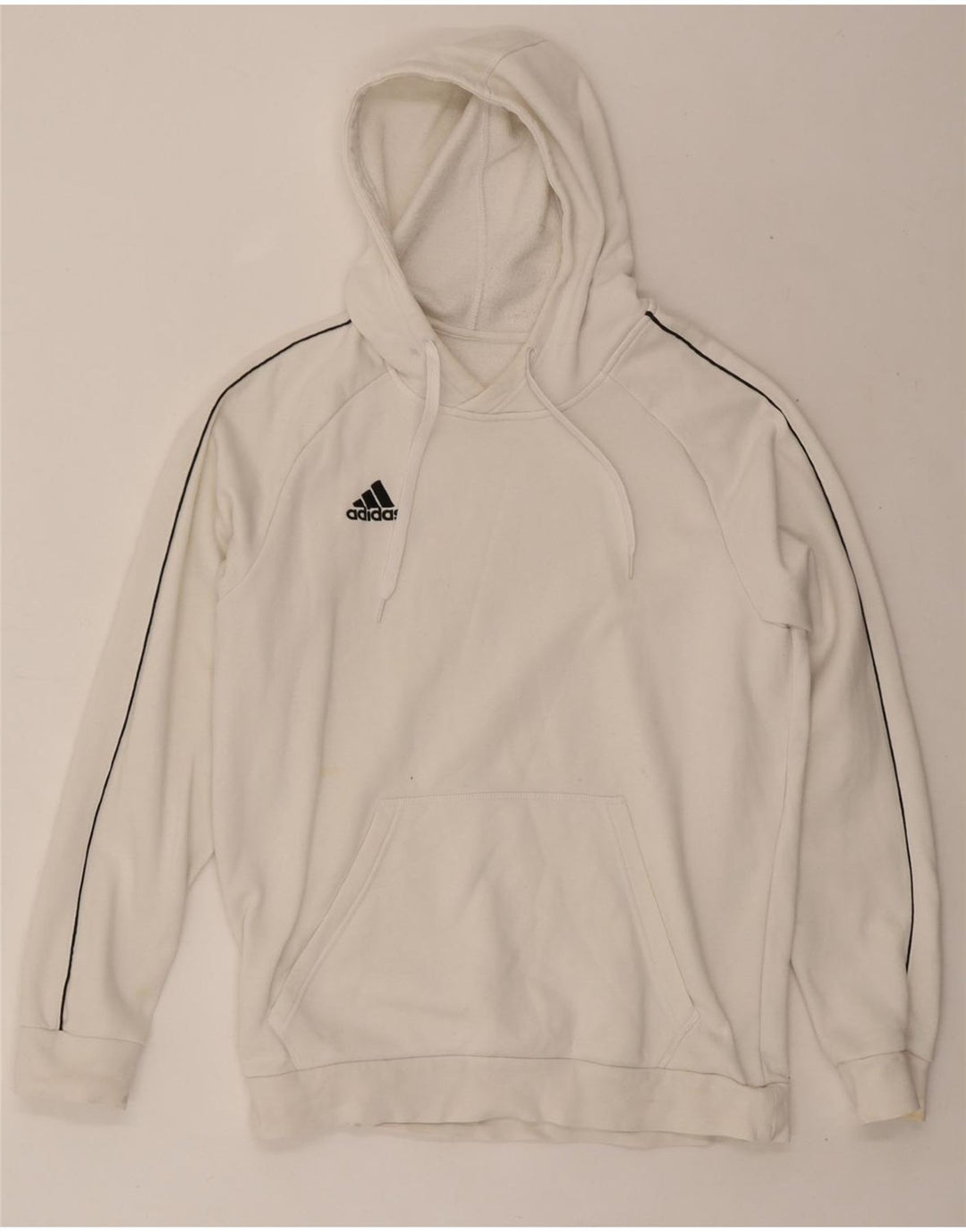 ADIDAS Mens Hoodie Jumper Large White Cotton Vintage Adidas and Second-Hand Adidas from Messina Hembry 