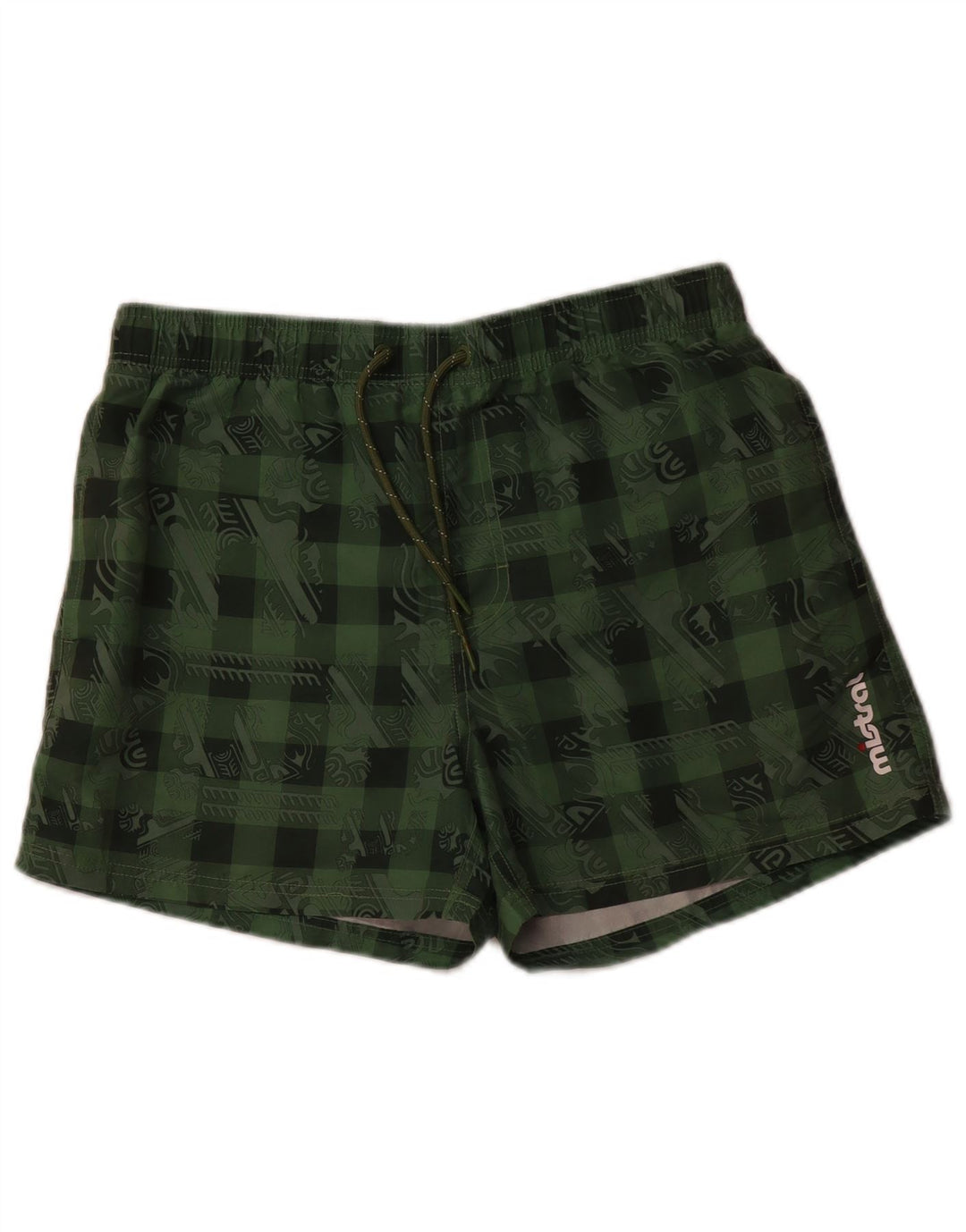 MISTRAL Mens Graphic Swimming Shorts Large Green Polyester