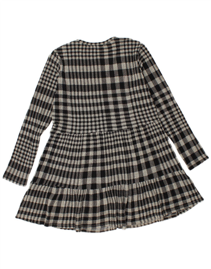 Zara Womens Knit Tiered Dress UK 12 Medium Grey Check