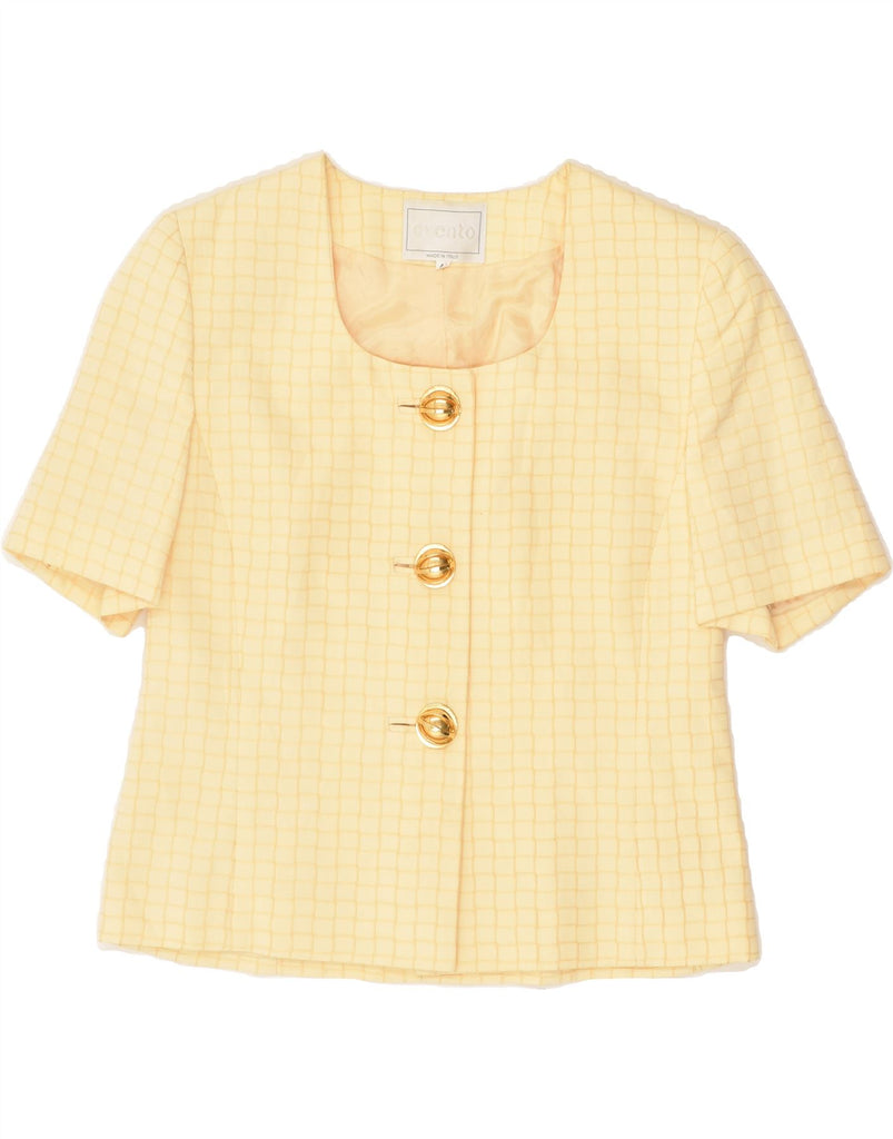 VINTAGE Womens Short Sleeve 3 Button Blazer Jacket EU 44 Medium Yellow | Vintage Vintage | Thrift | Second-Hand Vintage | Used Clothing | Messina Hembry 