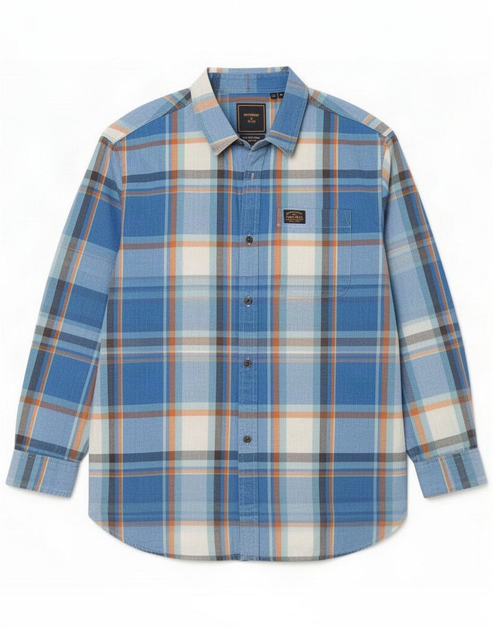 Superdry Mens Shirt Medium Blue Plaid Cotton
