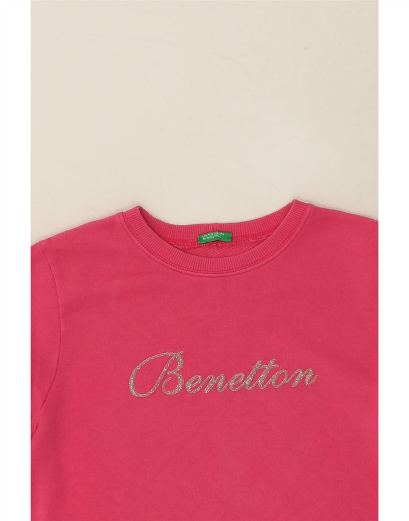 UNITED COLORS OF BENETTON Girls Graphic Sweatshirt Jumper 12-13 Years Pink | Vintage United Colors of Benetton | Thrift | Second-Hand United Colors of Benetton | Used Clothing | Messina Hembry 