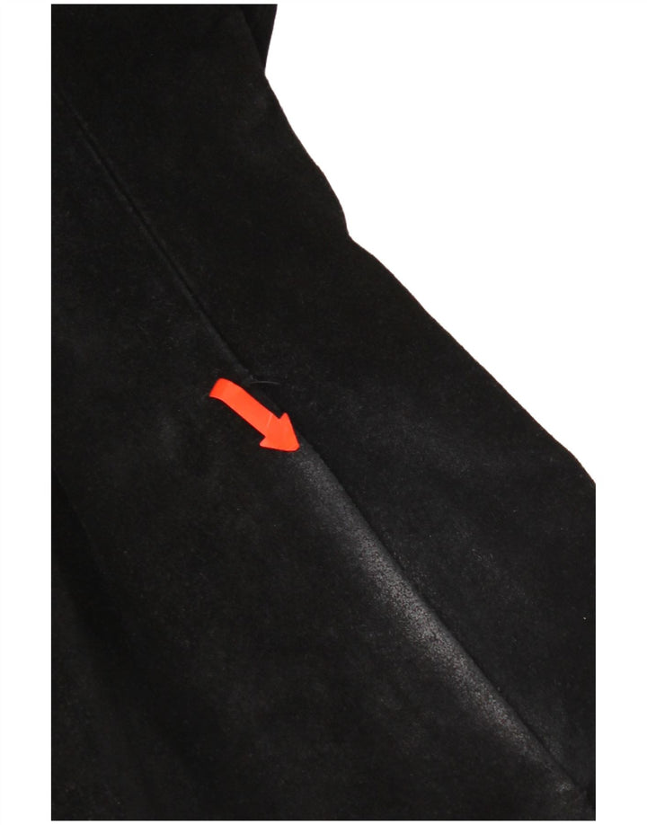 Conbipel Womens 3 Button Suede Blazer Jacket IT 48 XL Black Leather