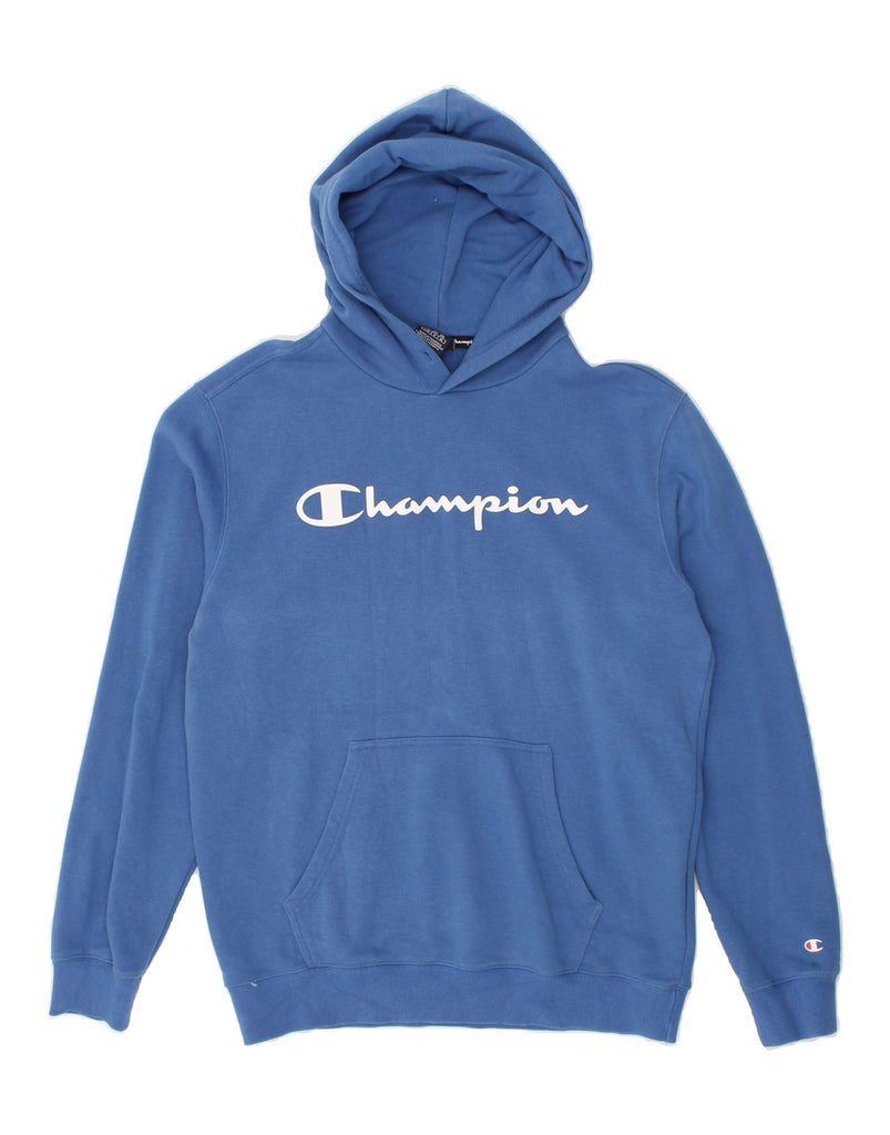 CHAMPION Mens Graphic Hoodie Jumper Large Blue Cotton | Vintage Champion | Thrift | Second-Hand Champion | Used Clothing | Messina Hembry 