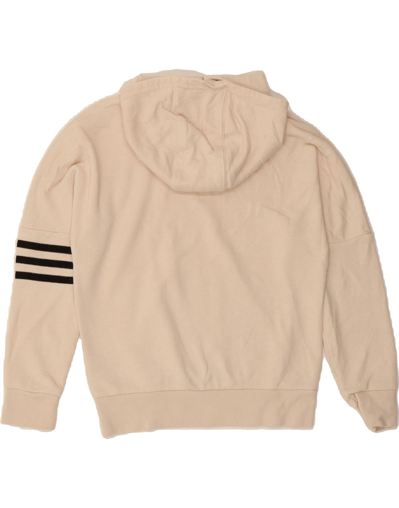 ADIDAS Girls Hoodie Jumper 10-11 Years Off White Cotton Vintage Adidas and Second-Hand Adidas from Messina Hembry 