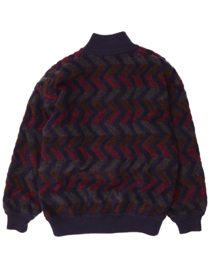 Missoni Mens Reversible Cardigan Sweater IT 48 Medium Navy Blue Chevron