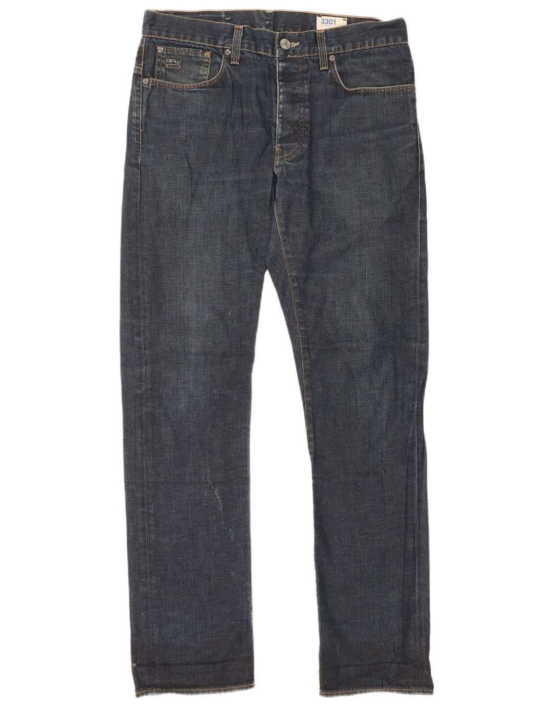 G-Star Mens 3301 Straight Jeans W34 L34 Blue Cotton