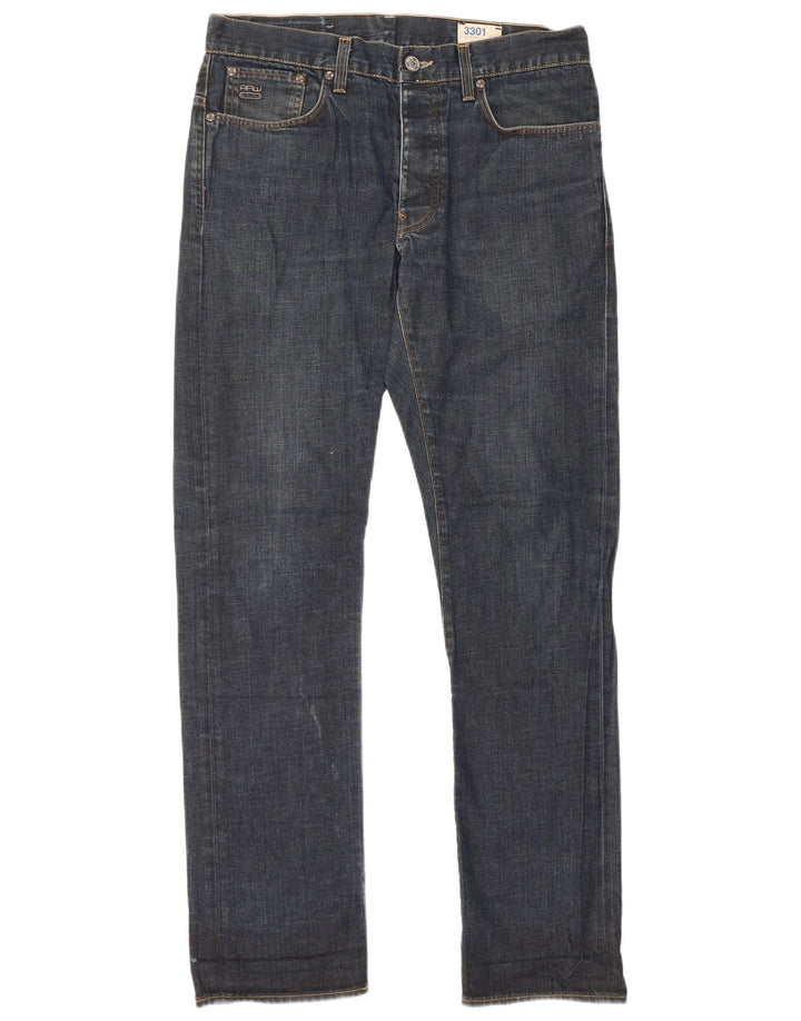 G-Star Mens 3301 Straight Jeans W34 L34 Blue Cotton