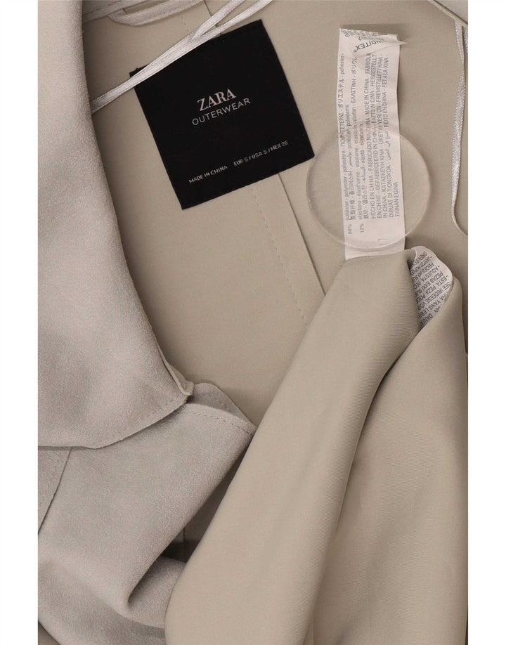 Zara Womens Trench Coat UK 10 Small Grey Polyester