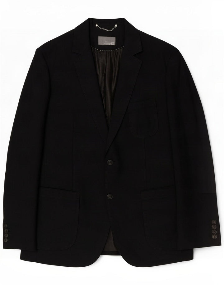 Zara Mens 2 Button Blazer Jacket EU 54 XL Navy Blue Cotton