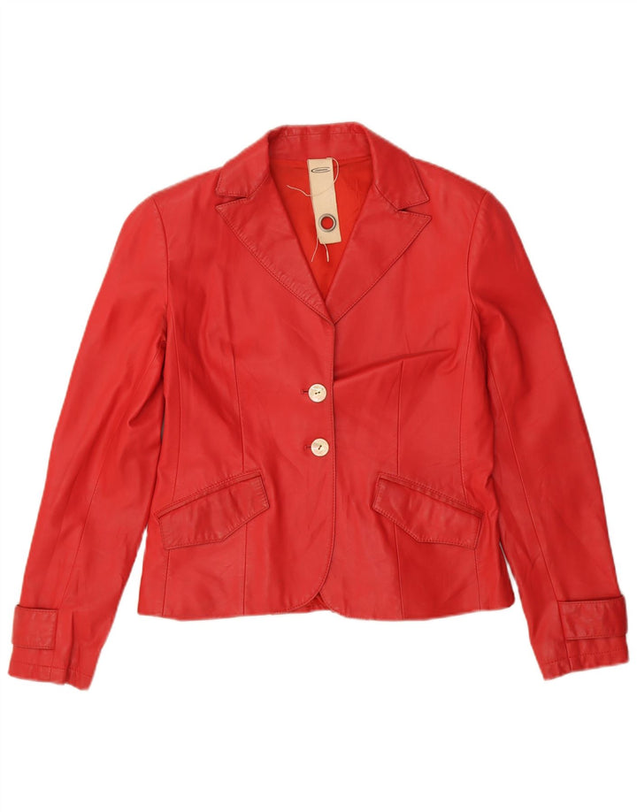 Compagnia Womens 2 Button Leather Blazer Jacket IT 44 Medium Red Leather