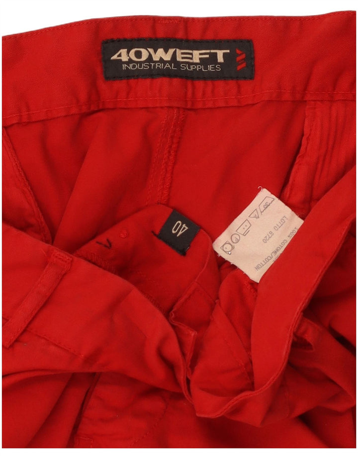 40Weft Mens Cargo Shorts W40 XL Red Cotton