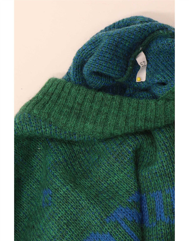 Vintage Mens Graphic Crew Neck Jumper Sweater IT 52 Large Green