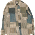 Azzurra Mens Shirt Large Green Patchwork Cotton