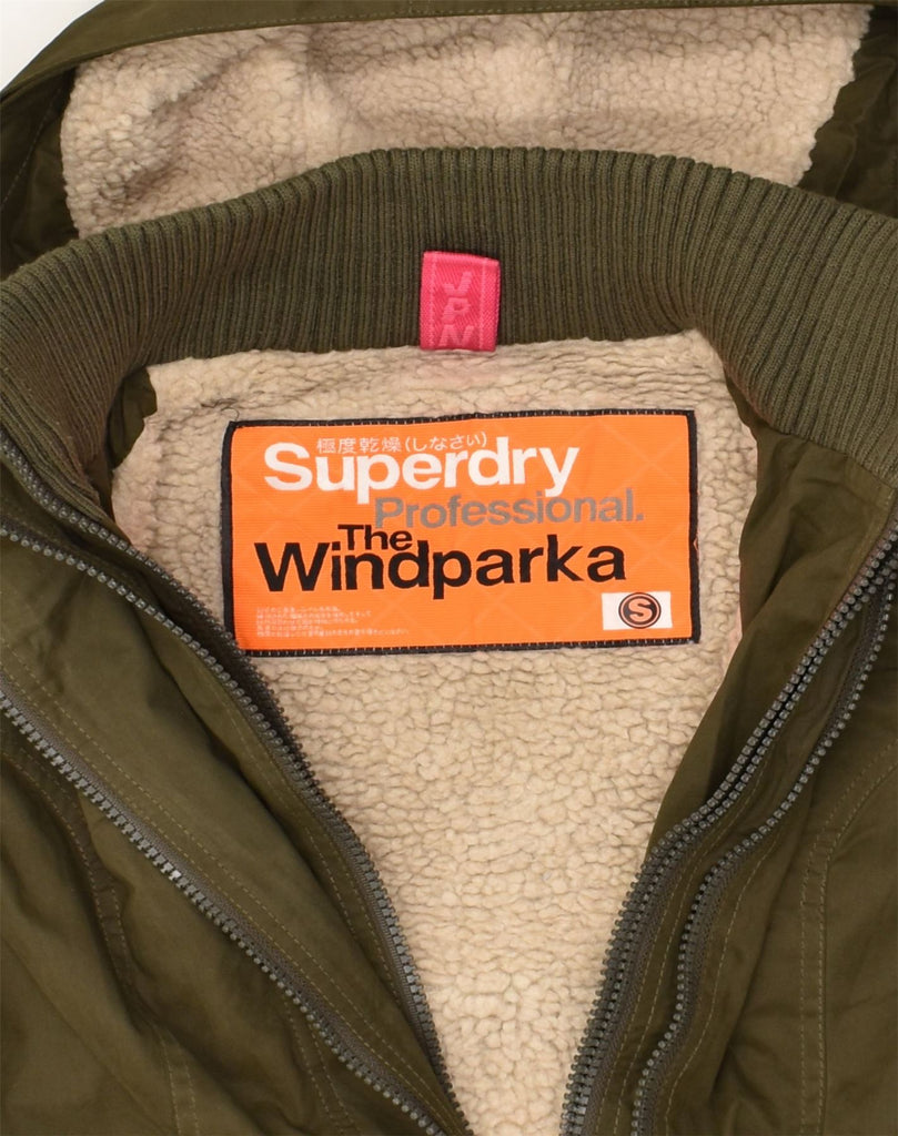 SUPERDRY Womens Windparka Hooded Parka Jacket UK 10 Small Khaki Polyester | Vintage Superdry | Thrift | Second-Hand Superdry | Used Clothing | Messina Hembry 