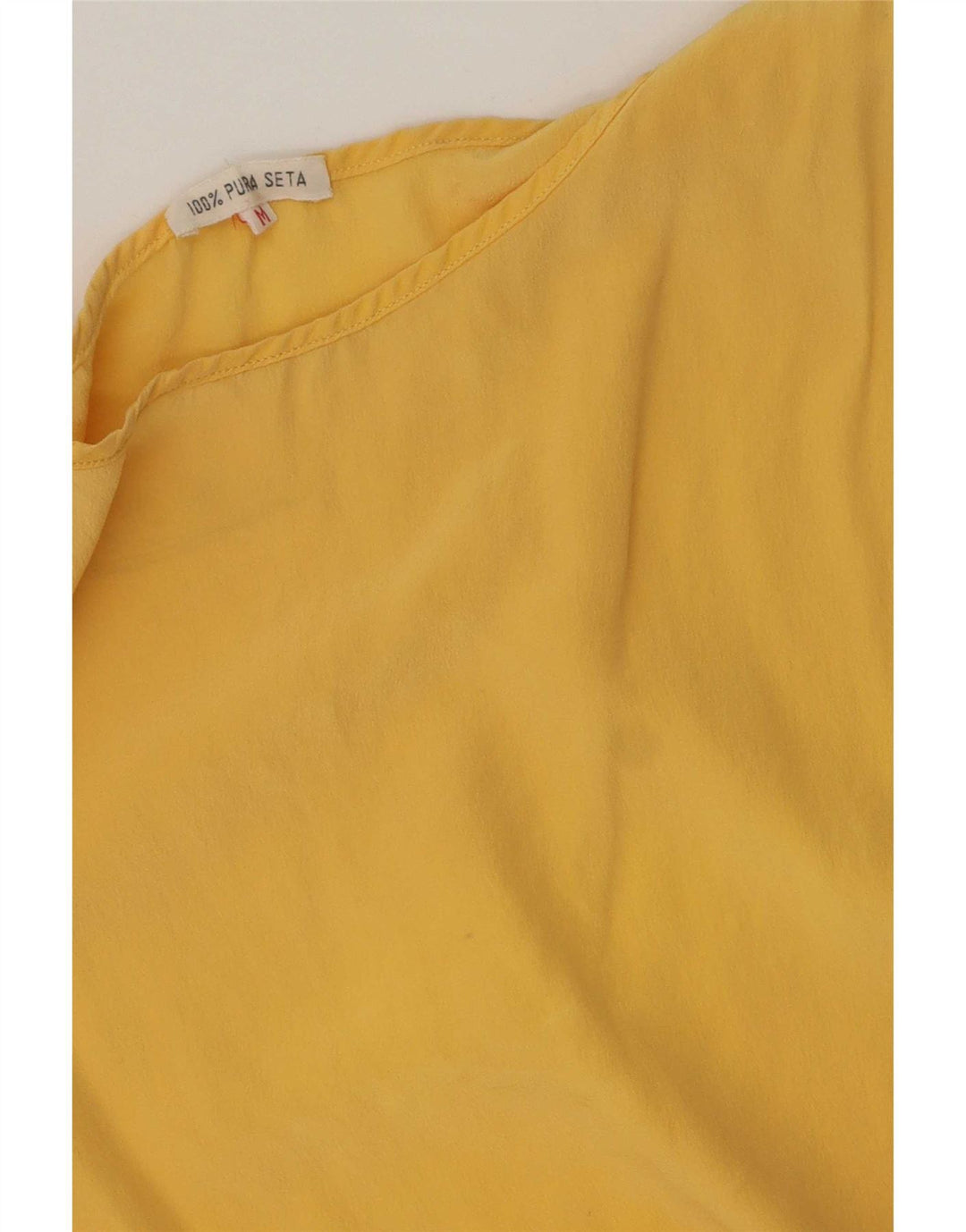 Vintage Womens Sleeveless Blouse Top UK 14 Medium Yellow Silk