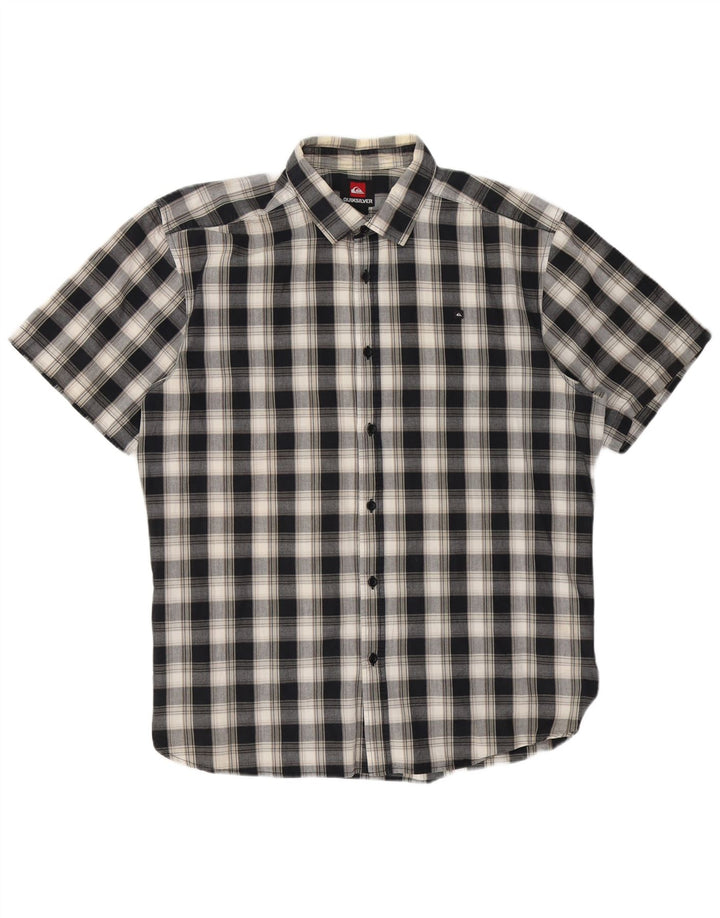 Quiksilver Mens Short Sleeve Regular Fit Shirt XL Grey Check Cotton
