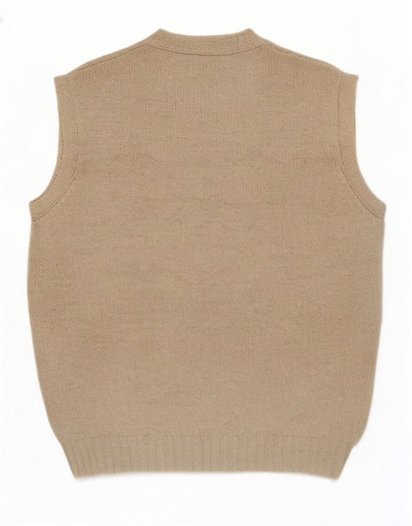 Benetton Mens Vest Tank Top Medium Beige Cotton