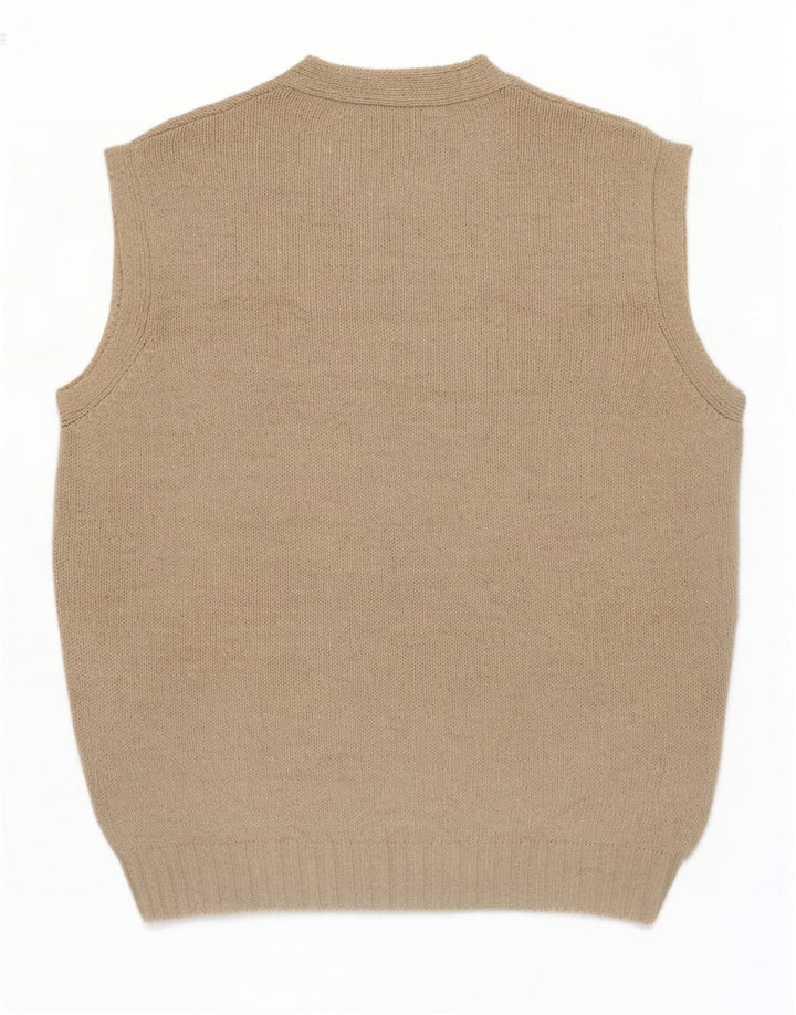 Benetton Mens Vest Tank Top Medium Beige Cotton