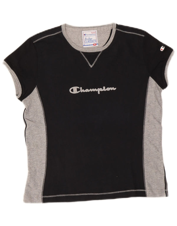 Champion Womens Heritage Classics Graphic T-Shirt Top UK 12 Medium Black
