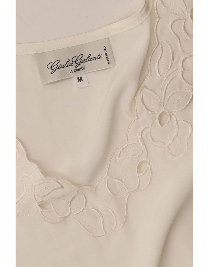 GIULIA GALANTI Womens Short Sleeve Blouse Top UK 14 Medium Off White Vintage Giulia Galanti and Second-Hand Giulia Galanti from Messina Hembry 