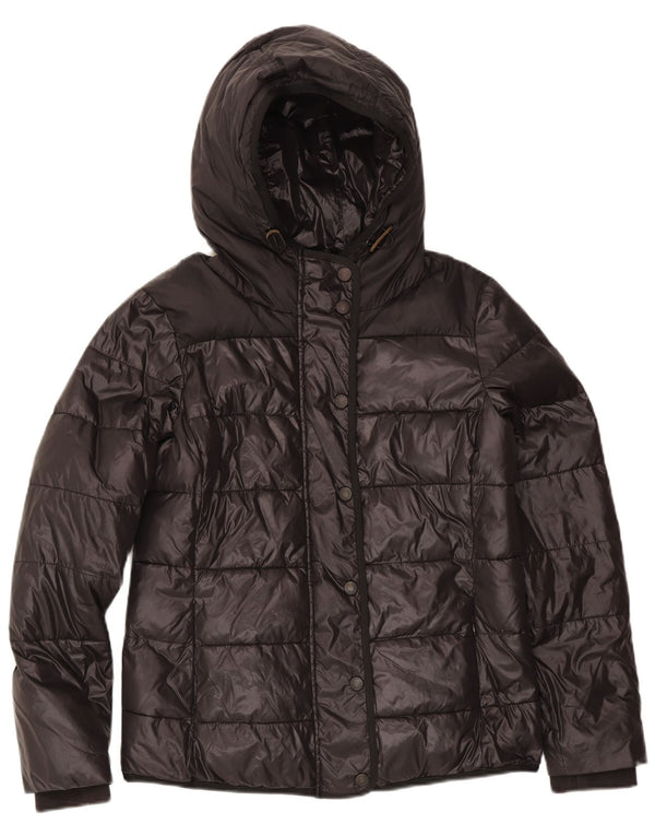 Replay Womens Hooded Padded Jacket UK 14 Medium Black Polyester