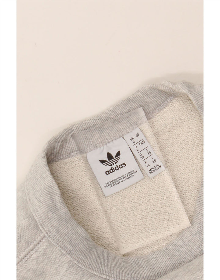 ADIDAS Womens Oversized Sweatshirt Jumper UK 8 Small  Grey Cotton Vintage Adidas and Second-Hand Adidas from Messina Hembry 