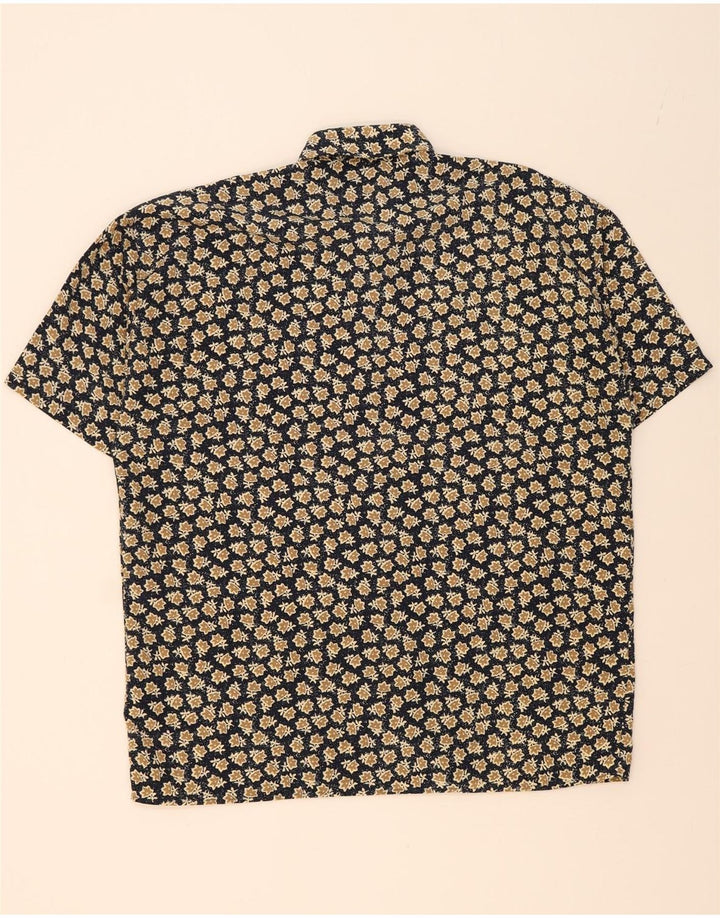 VINTAGE Mens Short Sleeve Shirt XL Brown Floral Vintage Vintage and Second-Hand Vintage from Messina Hembry 