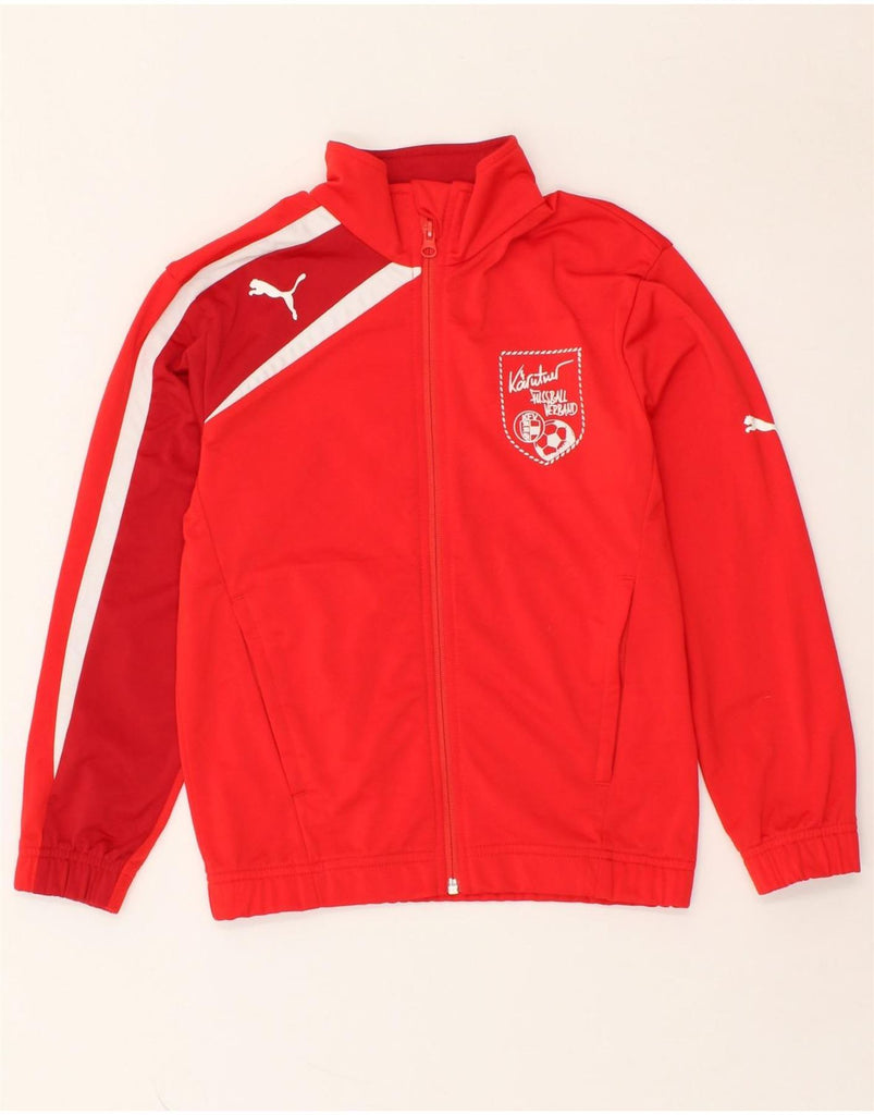 PUMA Boys Tracksuit Top Jacket 9-10 Years Red Colourblock Polyester | Vintage Puma | Thrift | Second-Hand Puma | Used Clothing | Messina Hembry 