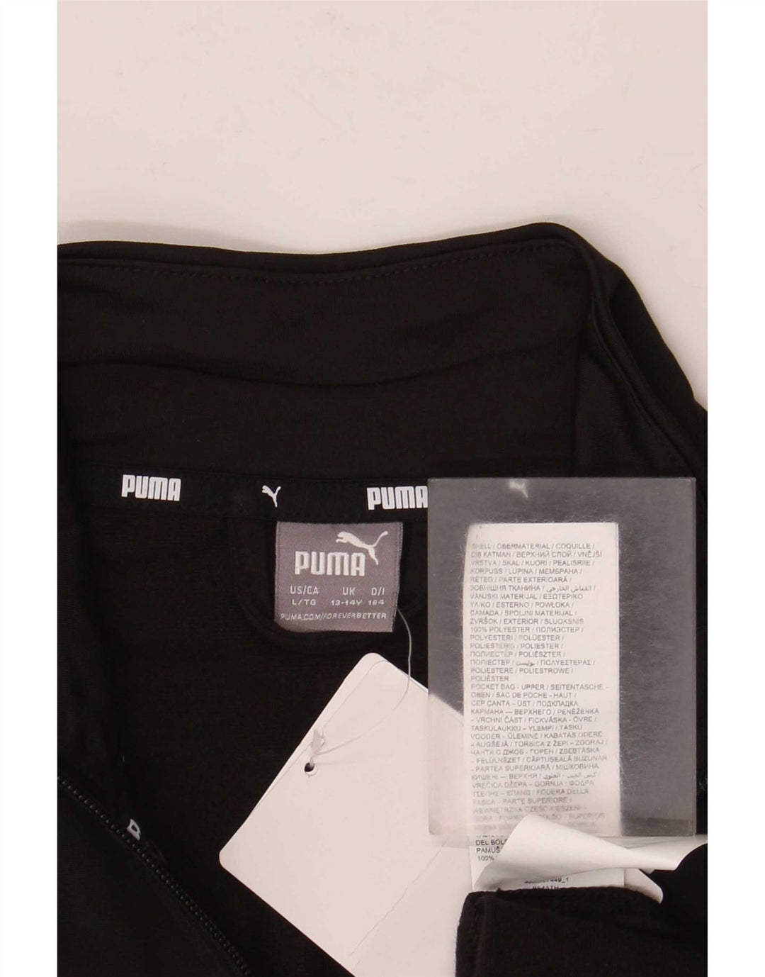 Puma Boys Tracksuit Top Jacket 13-14 Years Black Colourblock Polyester