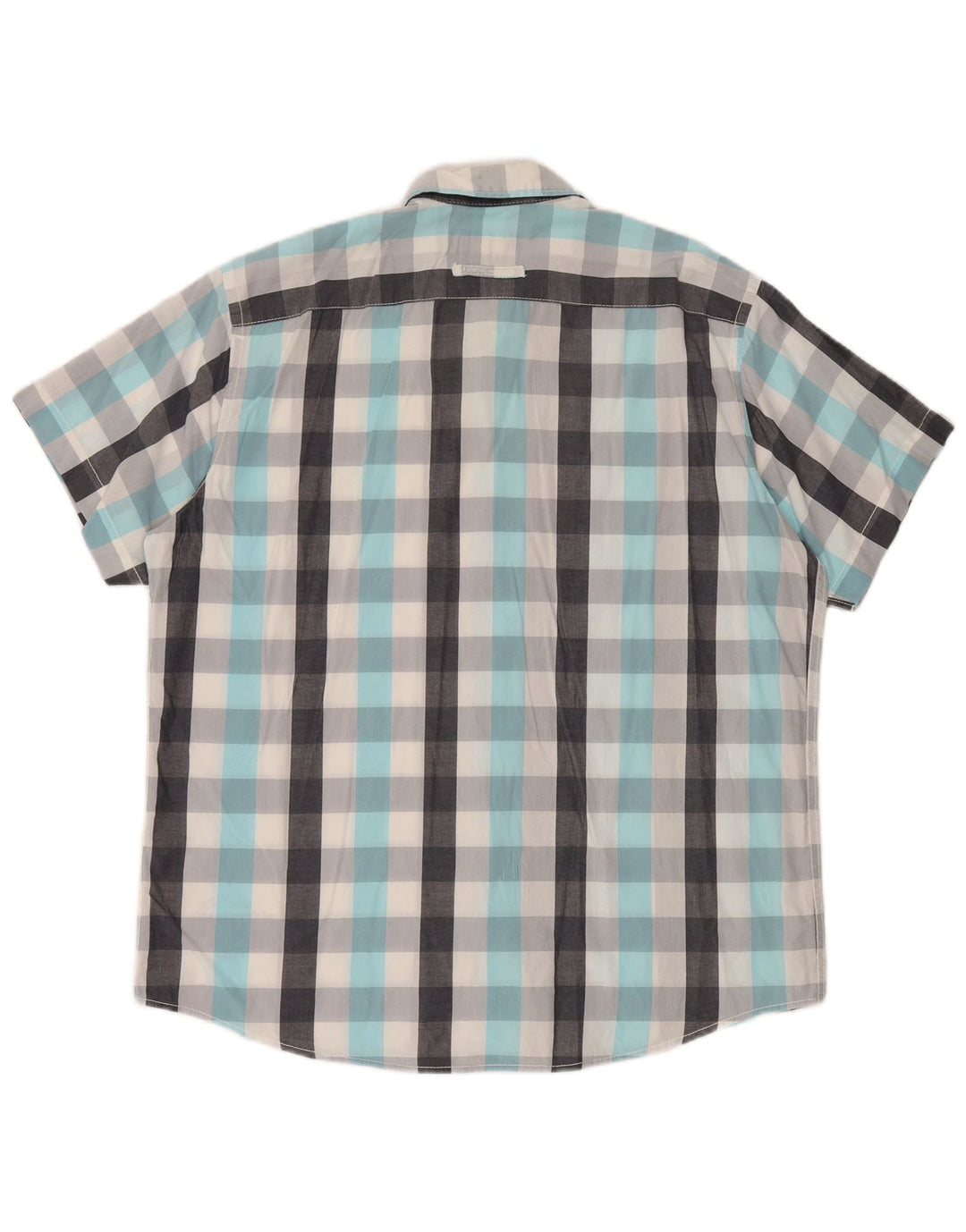 Camel Active Mens Modern Fit Short Sleeve Shirt XL Blue Check Cotton