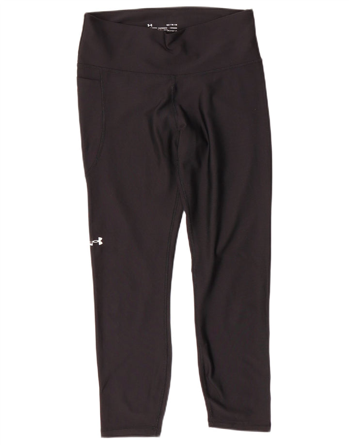 Under Armour Womens Heat Gear Crop Leggings UK 14 Medium  Black Polyester