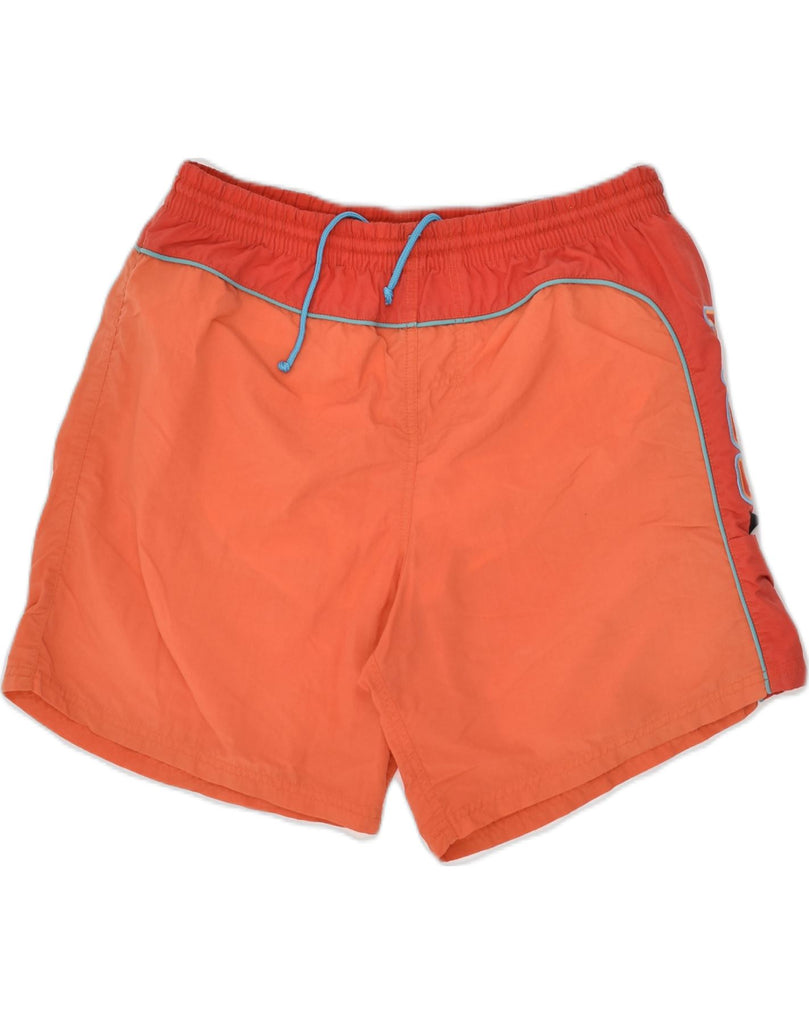 FILA Mens Graphic Sport Shorts Large Orange Colourblock Polyamide | Vintage Fila | Thrift | Second-Hand Fila | Used Clothing | Messina Hembry 